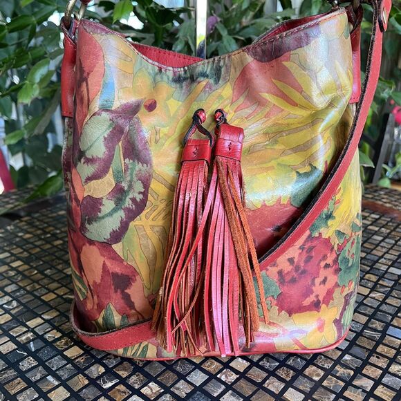 Patricia Nash Leather Otavia Spring Floral Bucket Bag & Matching Wallet - Picture 5 of 14